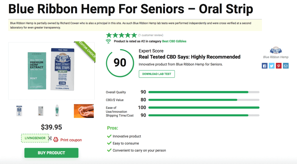Blue Ribbon Hemp - Oral Strip