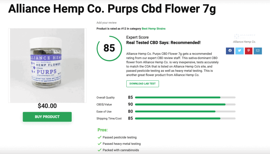 Alliance Hemp Co. Purps Cbd Flower 7g