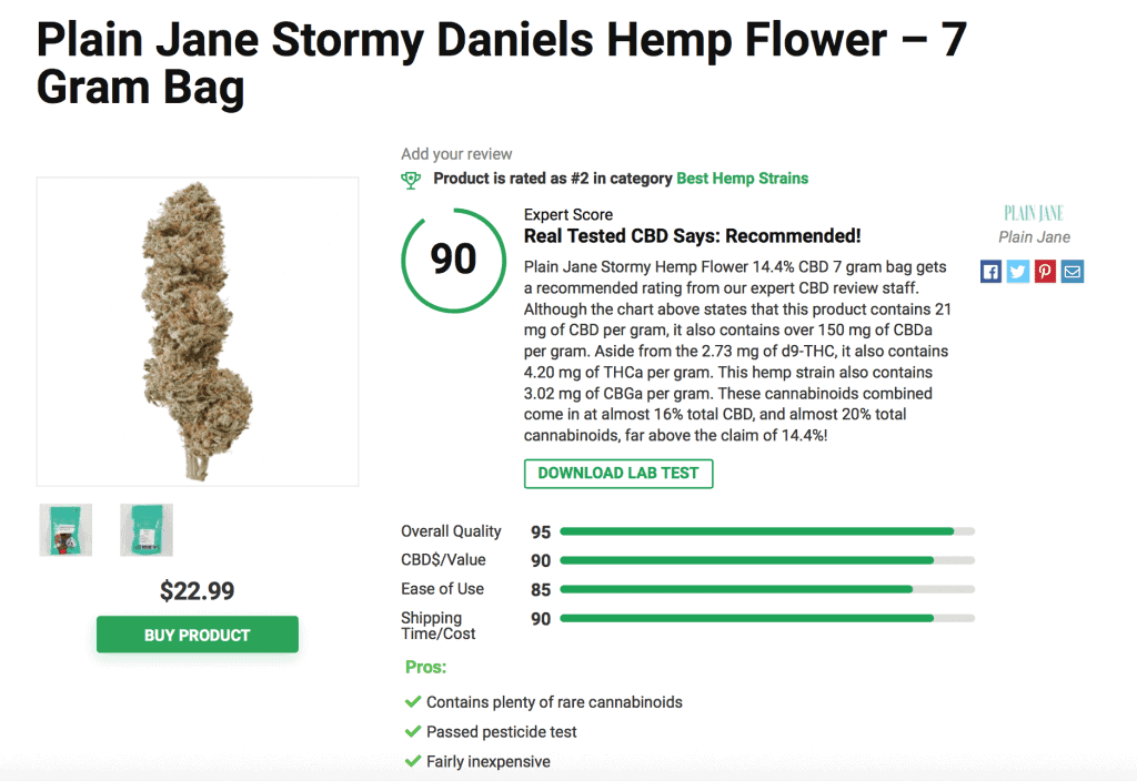 Plain Jane Stormy Daniels Hemp Flower - 7 Gram Bag