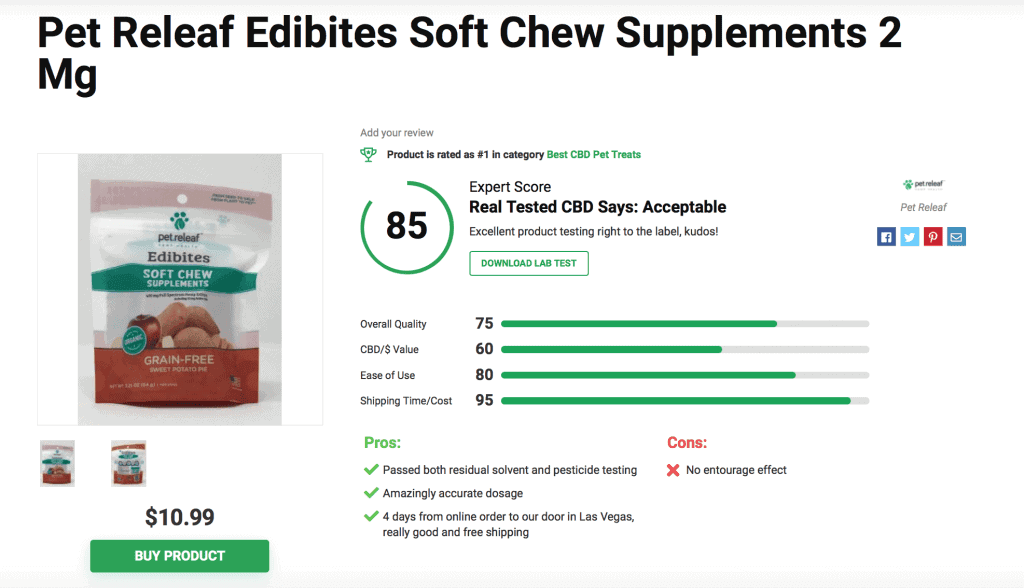 Pet Releaf Edibites Soft Chew Supplements  2 Mg