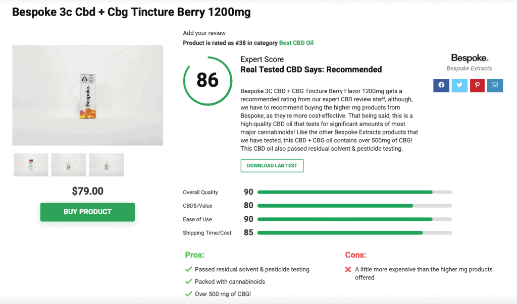 Bespoke 3c Cbd + Cbg Tincture Berry 1200mg