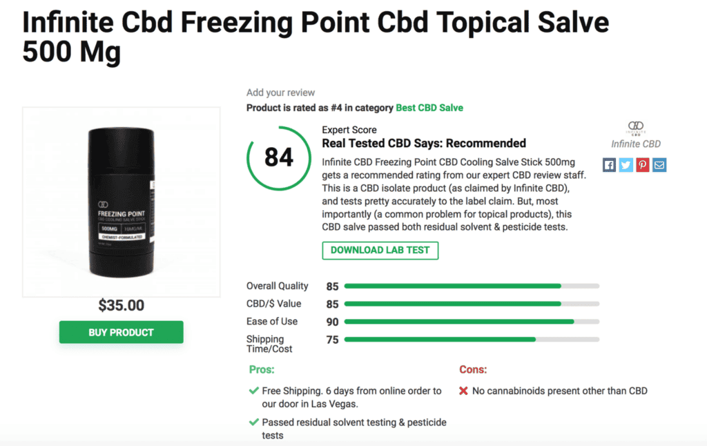 Infinite CBD Freezing Point CBD Topical Salve 500 Mg