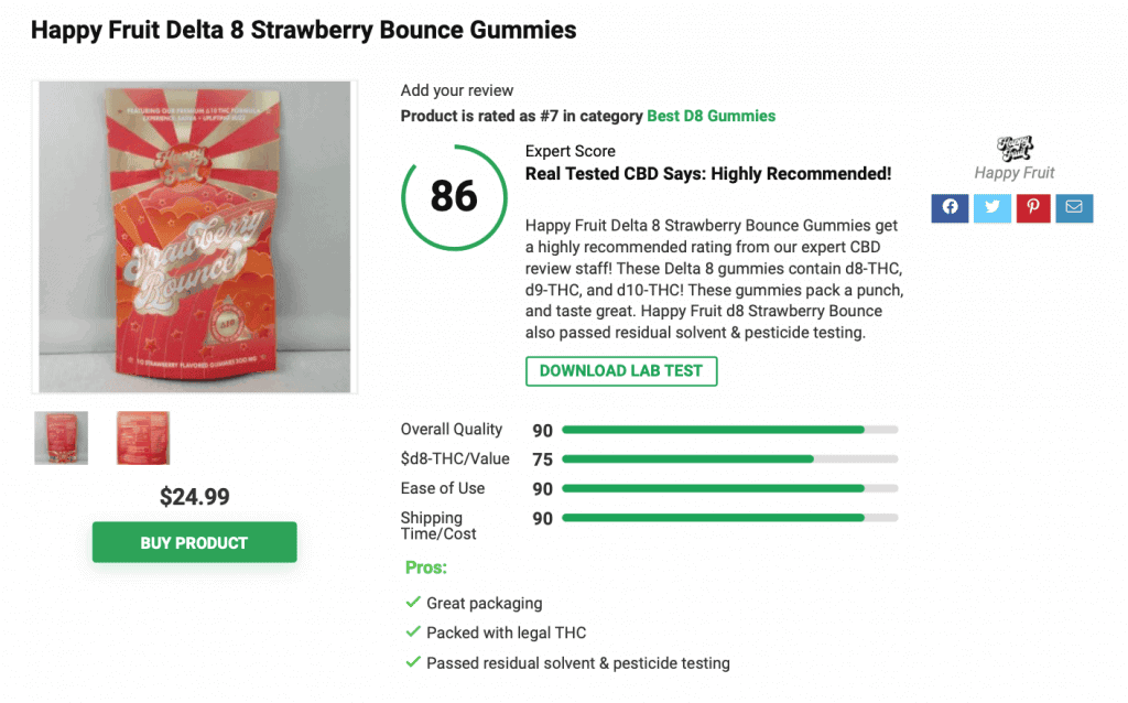 Happy Fruit Delta 8 Strawberry Bounce Gummies