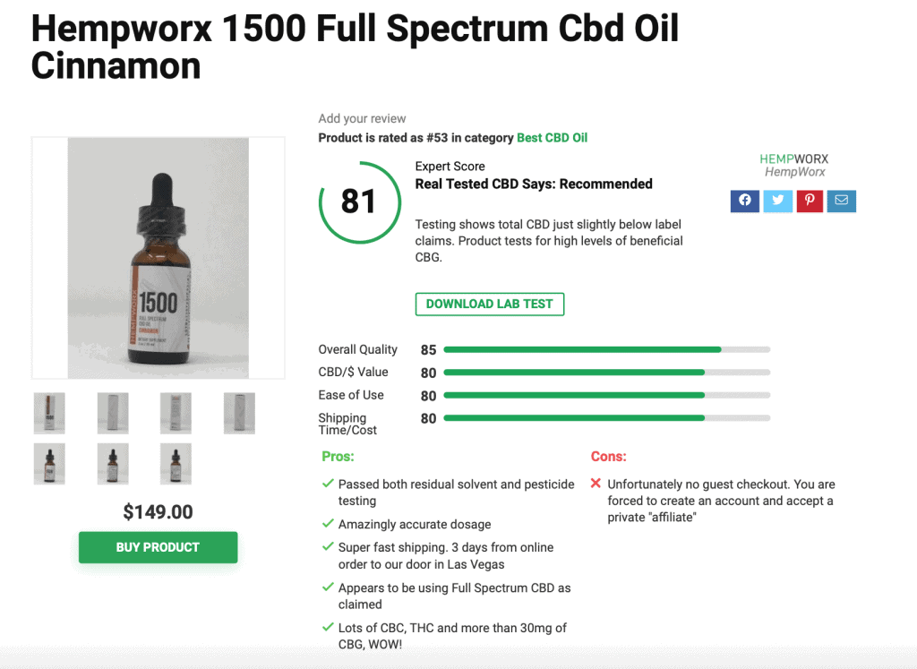 Hempworx !500 Full Spectrum Cbd Oil Cinnamon