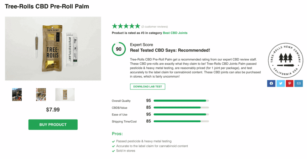 Tree-Rolls CBD Pre-Roll Palm 